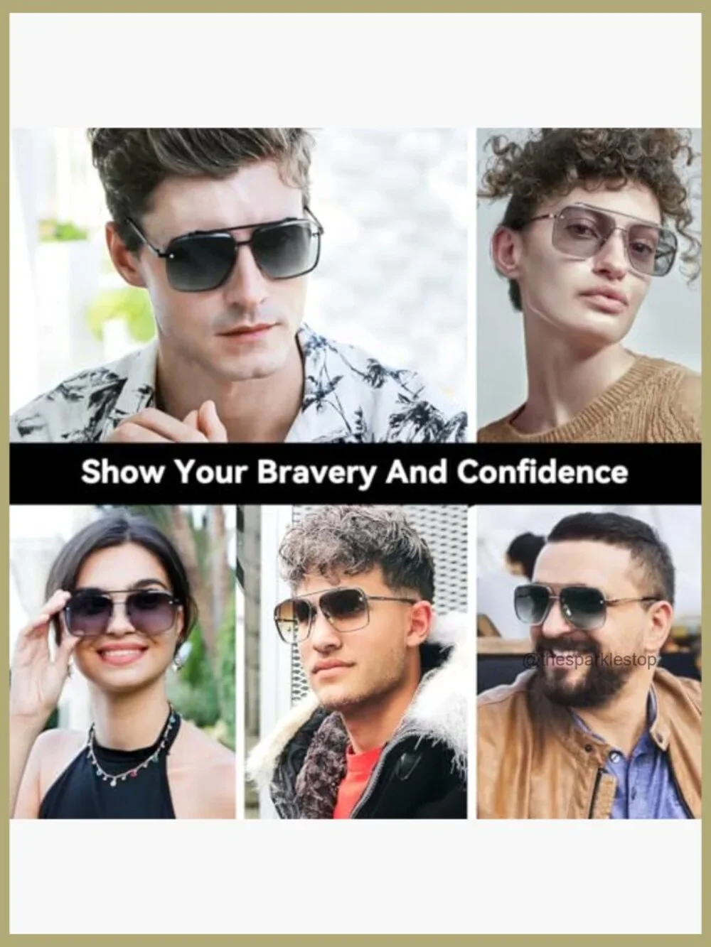 Metal Frame Square Aviator Sunglasses UV400 Protection Gradient Lens